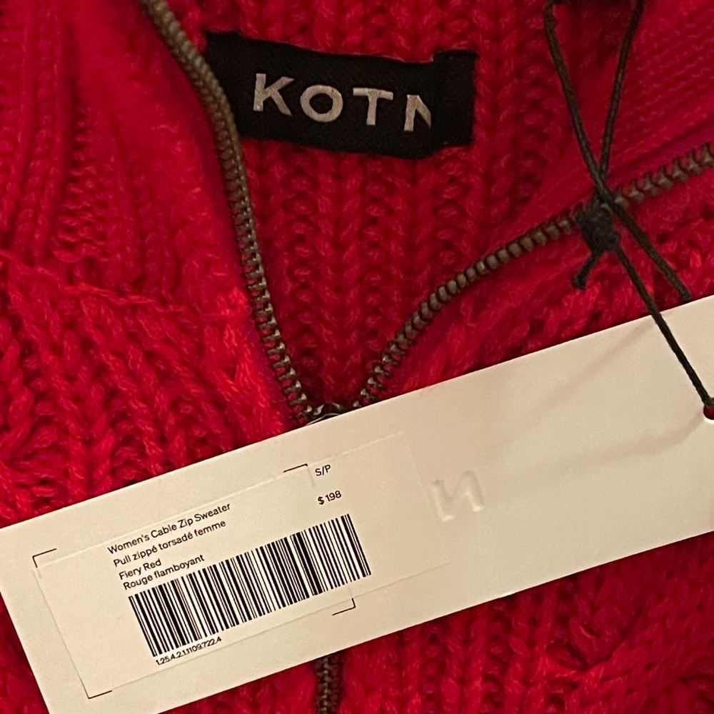 KOTN Cable Zip Sweater New with Tags - Picture 7 of 7